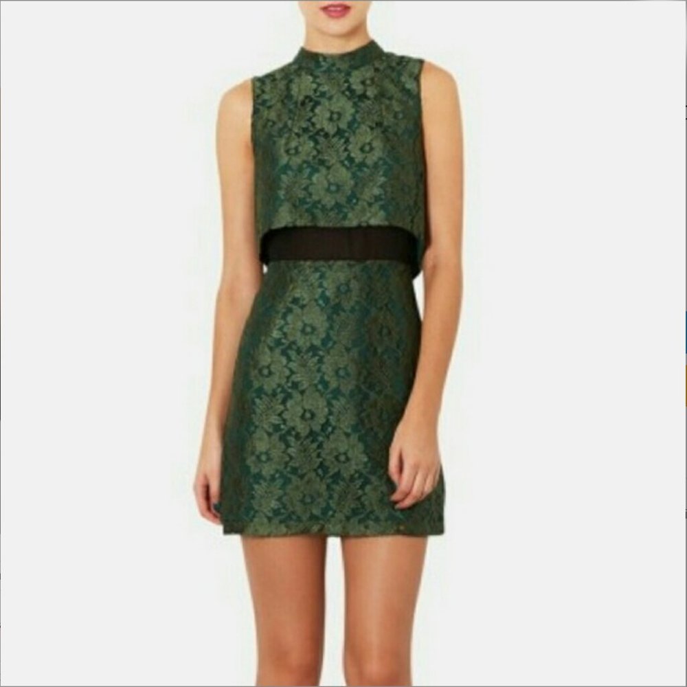 Topshop Green Lace Dress
